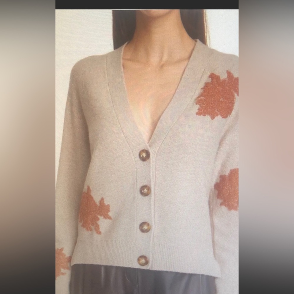 Veronica beard cashmere mix sweater with emborderey detail